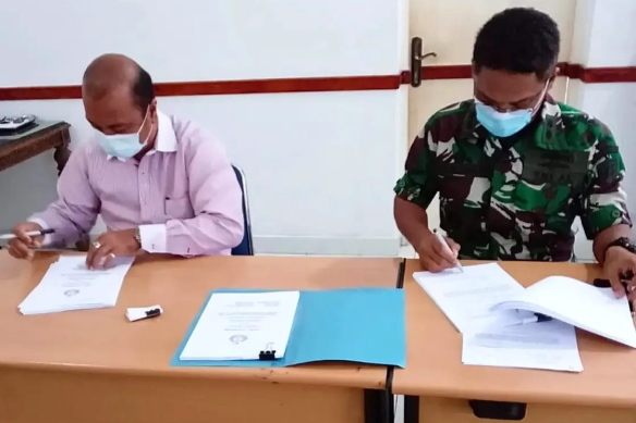 Penandatanganan kontrak Pekerjaan Pembangunan Bengkel Listrik dan Gudang Fasharkan TA 2022